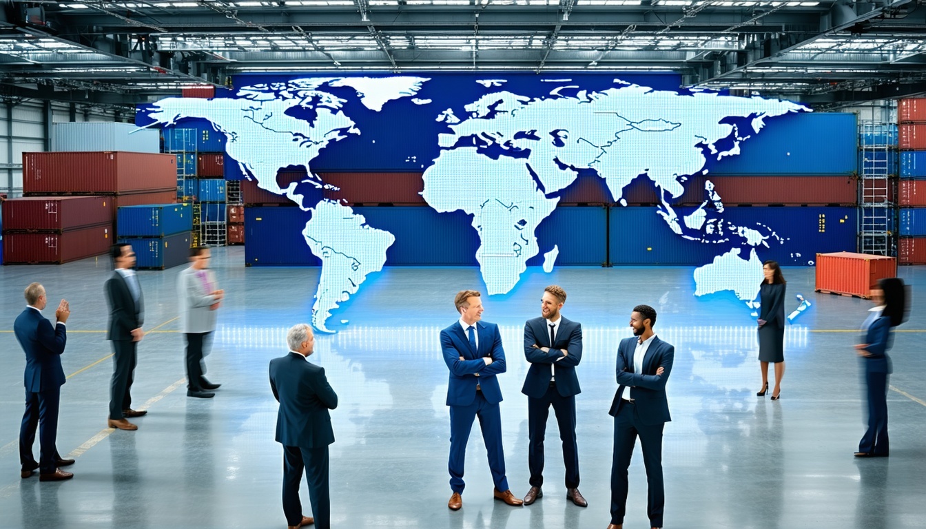 International trade experts collaborating on global logistics